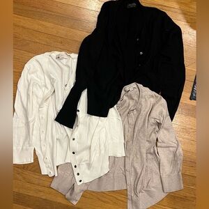 3 cardigan deal - black, white, cream, size M